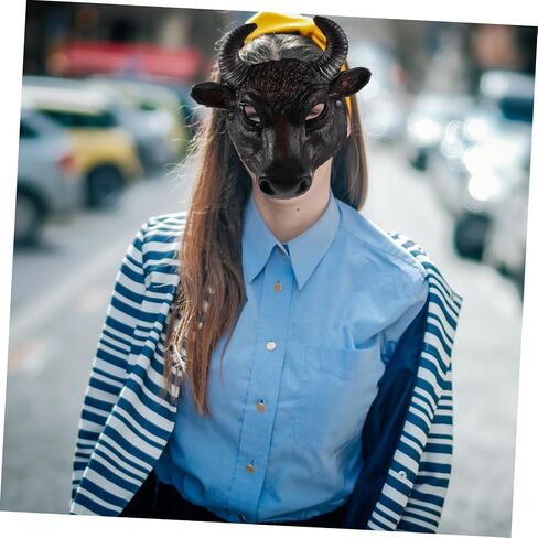 Homoyoyo Bull Mask زي نصف وجه لقناع الحيوانات من البولي يوريثان للحفلات التنكرية والأحداث التنكرية، تصميم جذاب للارتداء ومغامرات الملهى الليلي in Kuwait