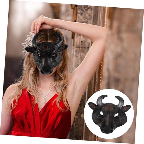 Homoyoyo Bull Mask زي نصف وجه لقناع الحيوانات من البولي يوريثان للحفلات التنكرية والأحداث التنكرية، تصميم جذاب للارتداء ومغامرات الملهى الليلي in Kuwait