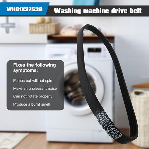 2Pcs WH01X27538 Washer Drive Belt Fits for GE Hotpoint Clothes Washing Machine, Replace GTW465ASN1WW, GTW465ASN3WW, GTW465ASN8WW, GTW465ASN9WW, GTW585BSV0WS, HTW200ASK3WW US-Stock in Kuwait