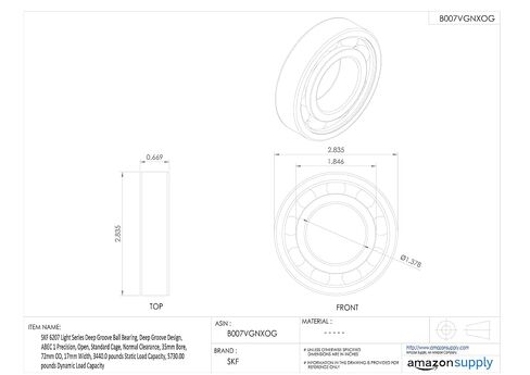 محمل كروي ذو أخدود عميق من سلسلة SKF 6207، تصميم أخدود عميق، دقة ABEC 1، مفتوح، قفص قياسي، خلوص عادي، تجويف 35 مم، 72 مم OD، عرض 17 مم، سعة تحميل ثابتة 3440.0 رطل، سعة تحميل ديناميكية 5730.00 رطل in Kuwait