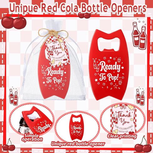 Domensi 50 Set She's Ready to Pop Bottle Openers, Baby Shower Favors for Guests, Retro Soda Bottle Opener Return Gifts with Organza Bags and Thank You Tags for Baby Shower Decorations in Kuwait