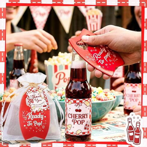 Domensi 50 Set She's Ready to Pop Bottle Openers, Baby Shower Favors for Guests, Retro Soda Bottle Opener Return Gifts with Organza Bags and Thank You Tags for Baby Shower Decorations in Kuwait