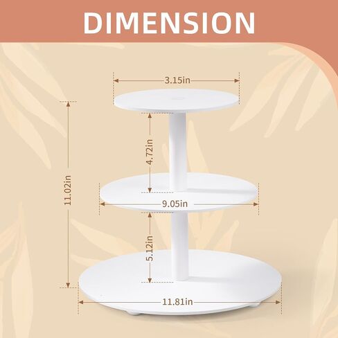 VIVIRBIEN 3-Tier Wooden Cupcake Stand:12in White Round Tiered Cake Stand,Dessert Display for 33 Cupcakes,Easy to Assemble and with Instruction,Cupcake Tower for Wedding/Party/Birthday/Decor in Saudi Arabia
