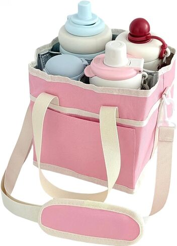 Insulated Drink Carrier Bag, 4 Compartment Leakproof Drink Tote with Divider, Reusable Beverage Carrier for Coffee, Delivery, Car Travel & Picnic in Kuwait