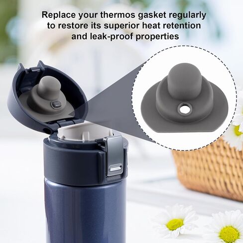 6pcs Upper Lid Cover Gasket Replacement for Zojirushi Stainless Steel Mug 16oz 12oz, Silicone Lid Seal Ring Parts Leak-Proof Accessories Compatible with SM-K Series Water Bottle, BPA Free in Kuwait