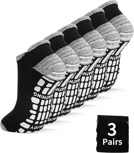 جوارب SkiBeaut Pilates Grips، 3 أزواج للجنسين، جوارب يوغا غير قابلة للانزلاق، جوارب مستشفى لزجة للنساء والرجال in Kuwait