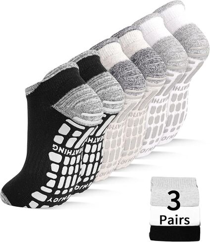 جوارب SkiBeaut Pilates Grips، 3 أزواج للجنسين، جوارب يوغا غير قابلة للانزلاق، جوارب مستشفى لزجة للنساء والرجال in Kuwait
