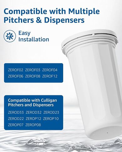 استبدال خرطوشة فلتر المياه الجديدة من Culligan Pitcher & Dispenser ZEROF01، ترشيح متقدم بخمس مراحل، يقلل الرصاص، إجمالي PFAS، الزئبق، الفلورايد والكلور من GAMOTH، عدد 4 in Kuwait