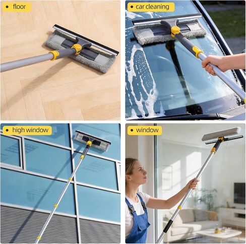 Masthome 77" Squeegee for Window Cleaning | 2-in-1 Window Cleaning Kit, 180° Lockable Rotating Head, Adjustable Pole for High Window in Kuwait