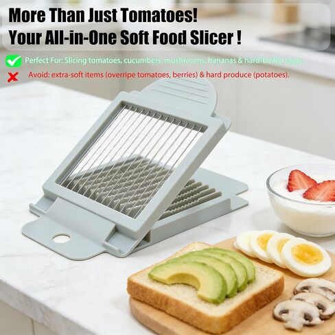 PCTC Tomato Slicer, Stainless steel tomato slicer, Vegetable Slicer,15 Sharp Blades Tomato Slicer Tool, Easy Grip Handle Lightnweight Kitchen Tool, Time-Saving Tomato Cutter in Kuwait