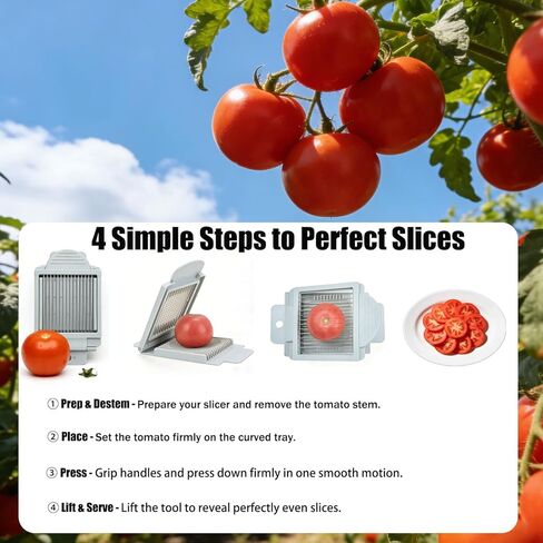 PCTC Tomato Slicer, Stainless steel tomato slicer, Vegetable Slicer,15 Sharp Blades Tomato Slicer Tool, Easy Grip Handle Lightnweight Kitchen Tool, Time-Saving Tomato Cutter in Kuwait