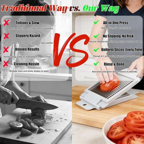 PCTC Tomato Slicer, Stainless steel tomato slicer, Vegetable Slicer,15 Sharp Blades Tomato Slicer Tool, Easy Grip Handle Lightnweight Kitchen Tool, Time-Saving Tomato Cutter in Kuwait