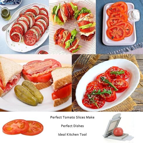 PCTC Tomato Slicer, Stainless steel tomato slicer, Vegetable Slicer,15 Sharp Blades Tomato Slicer Tool, Easy Grip Handle Lightnweight Kitchen Tool, Time-Saving Tomato Cutter in Kuwait