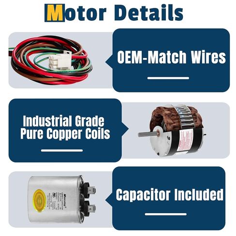 F48AA68A50 محرك مروحة مكثف 1/4HP 208-230V 850RPM متوافق مع يورك كولمان Luxaire Genteq A.O Smith F48M27A50 THGF36S41S3A THGF60S41S3A in Kuwait