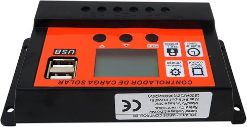 جهاز التحكم بالشحن بالطاقة الشمسية MPPT Premium 100A 12V/24V منظم ذكي للوحة الشمسية التلقائية مع شاشة LCD بمنفذ USB مزدوج برتقالي in Kuwait