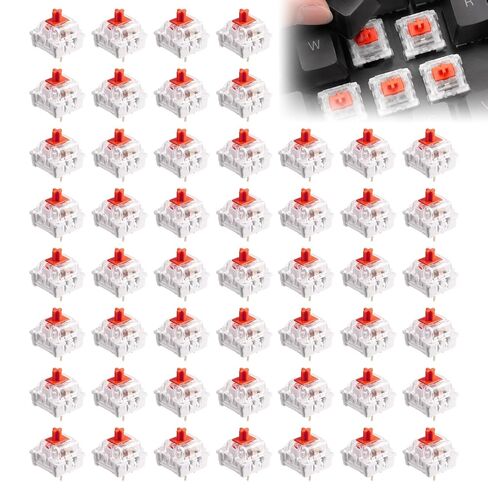Hinbkenla Clickers لمفاتيح لوحة المفاتيح ذات المطبوعات ثلاثية الأبعاد ذات 3 دبابيس باللون الأحمر | للمطبوعات ثلاثية الأبعاد ولوحات مفاتيح الألعاب الميكانيكية، ومفاتيح اللمس ذات 3 دبابيس مشحمة مسبقًا، ومقاومة للغبار، وغطاء أحمر شفاف in Kuwait