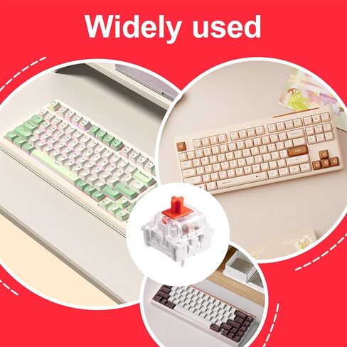 Hinbkenla Clickers لمفاتيح لوحة المفاتيح ذات المطبوعات ثلاثية الأبعاد ذات 3 دبابيس باللون الأحمر | للمطبوعات ثلاثية الأبعاد ولوحات مفاتيح الألعاب الميكانيكية، ومفاتيح اللمس ذات 3 دبابيس مشحمة مسبقًا، ومقاومة للغبار، وغطاء أحمر شفاف in Kuwait