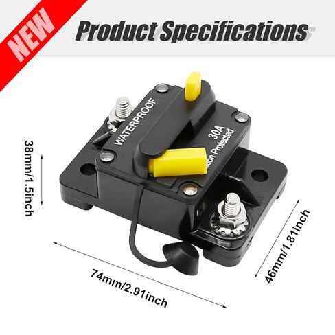 30 Amp Circuit Breaker Waterproof Protection Fit for Car Audio, RV, ATV, Marine, Boat, Truck, and Trolling Motors 12V-48V DC in Kuwait