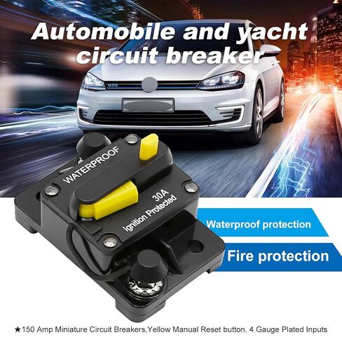 30 Amp Circuit Breaker Waterproof Protection Fit for Car Audio, RV, ATV, Marine, Boat, Truck, and Trolling Motors 12V-48V DC in Kuwait