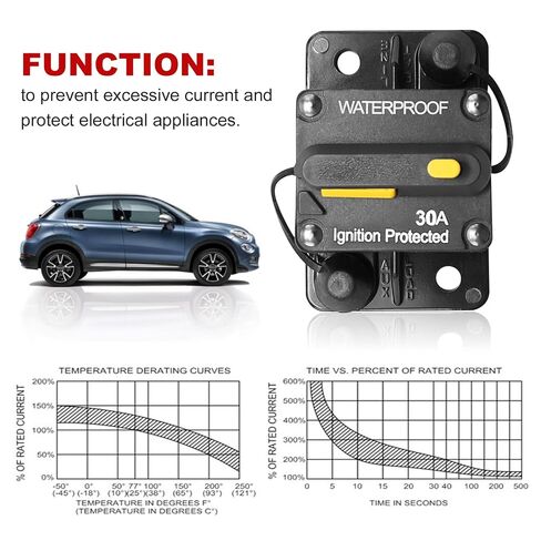 30 Amp Circuit Breaker Waterproof Protection Fit for Car Audio, RV, ATV, Marine, Boat, Truck, and Trolling Motors 12V-48V DC in Kuwait