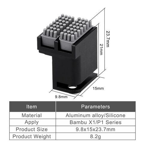 Dual-Side Nozzle Wiper for Bambu Lab P1S/P1P/X1C/X1E/X1 3D Printers, 6 Extra Silicone Cleaning Brushes, Tool-Free Snap-On Installation, All-Metal Holder in Kuwait