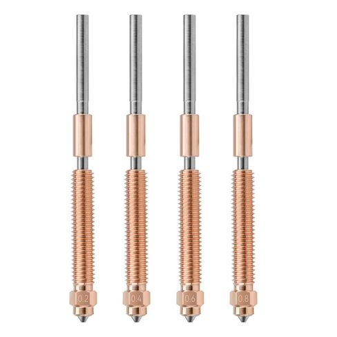 4pcs Multi-Size Hardened Steel Nozzles (0.2mm/0.4mm/0.6mm/0.8mm) for Creality K2 Plus 3D Printer – All-Metal, 300°C Heat Resistant, 30mm³/s Flow, PLA/ABS/PETG/TPU Compatible in Kuwait