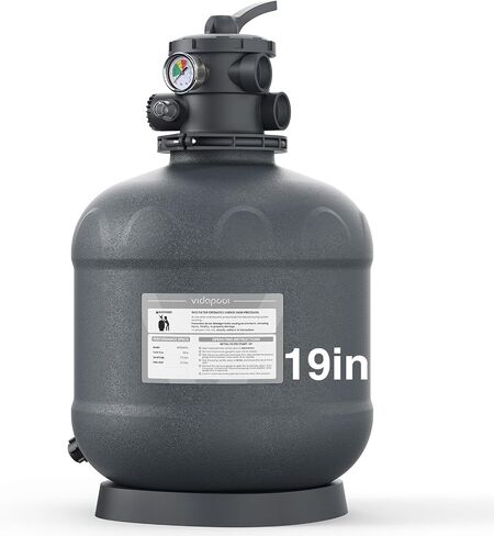 فلتر رمل 19 بوصة مع صمام 6 اتجاهات خرطوم ومحولات PVC | ما يصل إلى 29,000 جالون، حمامات السباحة الموجودة فوق الأرض وداخل الأرض، وتحسين الدورة الدموية والترشيح in Kuwait