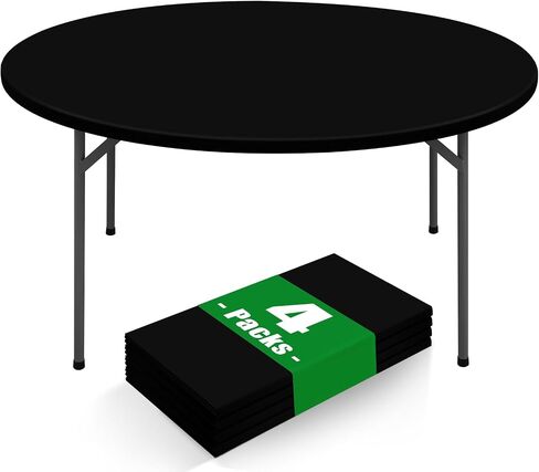 Moosfor Round Spandex Tablecloth 4 Pack, Elastic Fitted Waterproof Tablecloths for 36"-44" Tables, Stretch Washable Picnic Table Cover for Camping, Dining, Indoor and Outdoor, White in Kuwait