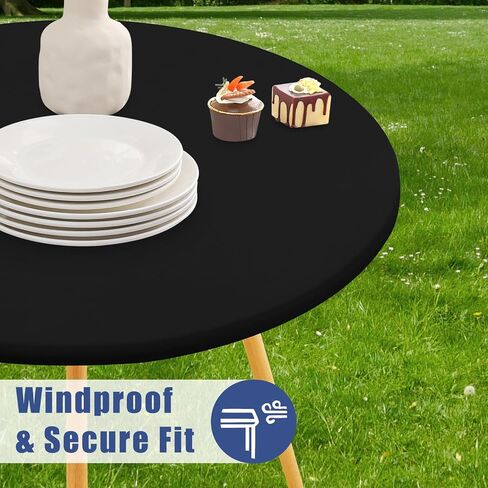 Moosfor Round Spandex Tablecloth 4 Pack, Elastic Fitted Waterproof Tablecloths for 36"-44" Tables, Stretch Washable Picnic Table Cover for Camping, Dining, Indoor and Outdoor, White in Kuwait