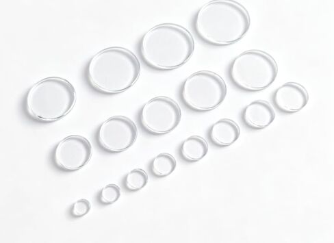 1-100mm Round Quartz Glass Disc 0.5mm Thin UV Optical Fused Silica (Φ15mm* 0.5mm *5pcs) | Round quartz glass discs with 1-100mm diameter and 0.5mm thickness, UV transparent, heat resistant optical substrates. in Kuwait