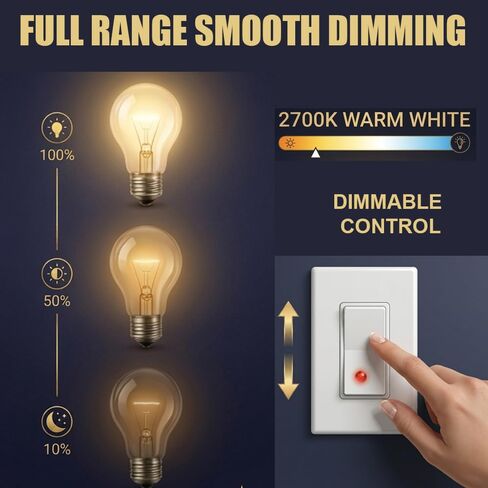 CMA Traditional Style GLS Bulb 100 Watt Incandescent Bulb E26 Base,110-130V, Warmwhite 2700K,1300 Lumens, A19 Shape, Dimmable, Classic Old Style Service Light Bulb, Indoor Use X 6 Pack in Kuwait