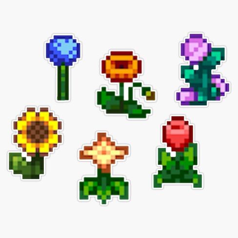 Stardew Valley Pixel Flower Group ملصقات للسيارة متعددة الأشكال ملصق حائط من الفينيل‏ 5" in Kuwait