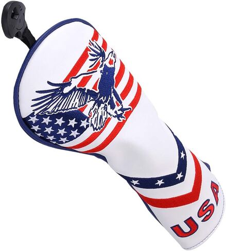 غطاء رأس GOOACTION USA Eagle Golf Hybrid - نجوم وخطوط مع تطريز منتفخ ثلاثي الأبعاد للنسر، جلد PU مقاوم للماء، إغلاق قابل للتمدد، عالمي للنوادي الهجينة in Kuwait