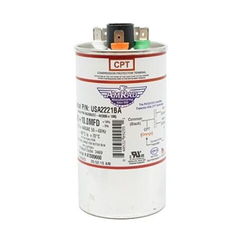 استبدال Mars 12296 - 60 + 10 فائق التوهج/Mfd 370/440 VAC AmRad Round Dual Capacitor، صنع في الولايات المتحدة الأمريكية. in Kuwait
