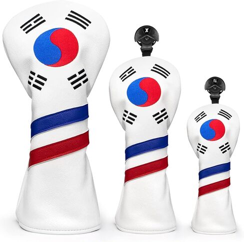 Golf Club Cover South Korea Flag Putter Cover Driver Covers Fariway Wood Headcover Hybrid Cover Blade Putter Headcover Leather Golf Headcovers for All Brand in Kuwait