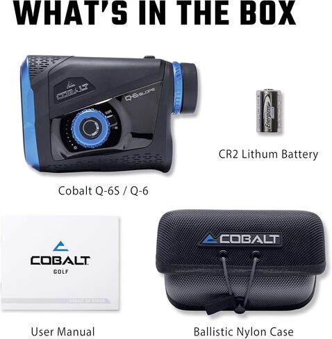 محدد المدى Cobalt Q-6 Golf - منحدر أو غير منحدر، قانوني البطولة، تقنية الليزر الدقيقة، تكبير 7X، نطاق 2500 ياردة، قفل الدبوس والاهتزاز، مقاوم للماء، مع حقيبة ممتازة in Kuwait