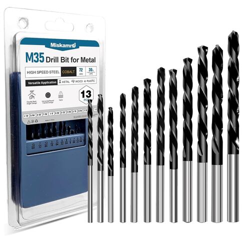 3/32 Inch Cobalt Drill Bit Set, HSS M35, Industrial Grade, TiAlN Coated | 135° Split Point, 3/32" Diameter & 2-1/4" Total Length, 1-1/4" Working Length, for General Metalworking & DIY Projects in Kuwait