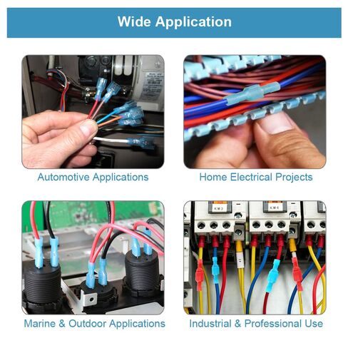 100Pcs Nylon Insulated Spade Connector Kit, 22-10 AWG Male & Female Quick Disconnect Electrical Crimp Terminals, Tinned Copper Wire Terminals for Automotive, Marine, Stereo Wiring in Kuwait
