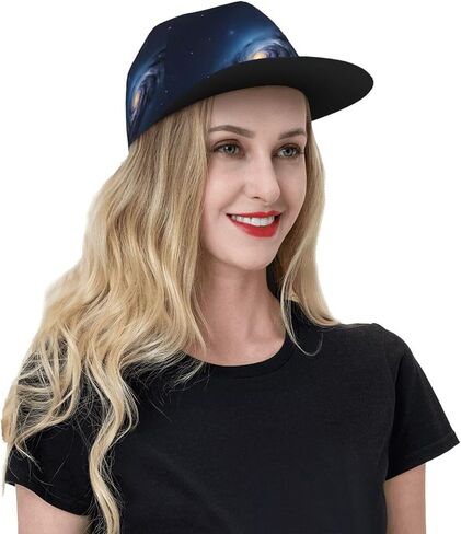 Universe Milky Way Galaxy Print Baseball Caps Adjustable Fashionable Funny Sport Casual for Women Men Hat Black in Kuwait