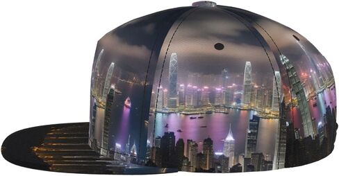 Aerial Night of View Hong Kong Print Baseball Caps Adjustable Fashionable Funny Sport Casual for Women Men Hat Black in Kuwait