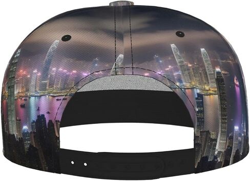 Aerial Night of View Hong Kong Print Baseball Caps Adjustable Fashionable Funny Sport Casual for Women Men Hat Black in Kuwait