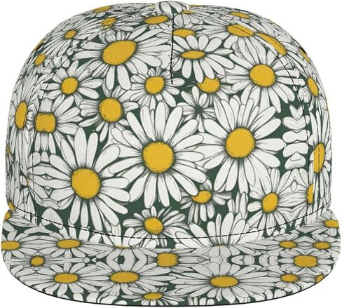 White Daisy Print Baseball Caps Adjustable Fashionable Funny Sport Casual for Women Men Hat in Kuwait