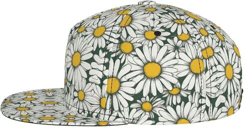 White Daisy Print Baseball Caps Adjustable Fashionable Funny Sport Casual for Women Men Hat in Kuwait