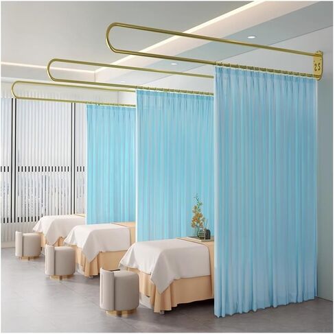 Room Divider Privacy Partition Curtains U-Shape Metal Support Wall Mounted Curtains for Fitting Room Beauty Salon Bedroom Hospital(Blue,230cm) in Kuwait