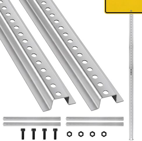 2 Pack 8 ft Adjustable U-channel Sign Post, 4'-8' Medium Gauge Galvanized Steel Metal Pole with 3/8'' Dia Holes Flexible Height for Outside Highway Roadside Garden Farm Traffic Intersection in Kuwait