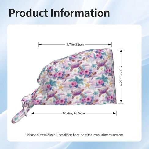 Pink Starfish Turtle Print Scrub Caps Women Men, Nurse Cap Surgical Caps Scrub Hats for Women Men, Adjustable Working Cap with Sweatband in Kuwait