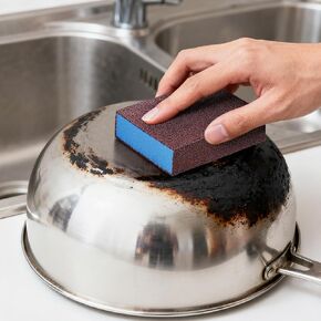 1Pcs Emery Magic Wipe Sponge for Pots and Pans, Nano Carborundum Rust Remover Pad, Household Kitchen Cleaning Tool for Sinks, Stoves, Cast Iron and Metal Descaling - Blue in Kuwait