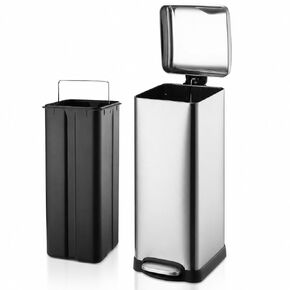 Patikuin 8 Gallon Fingerprint-Proof Stainless Steel Kitchen Trash Can, Soft Close Lid, Foot Pedal, Removable Inner Bucket for Home, Office & Bathroom, Beige in Saudi Arabia