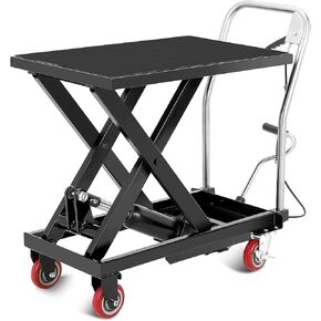Hydraulic Lift Table Cart, 330lbs Capacity 28.5 in Lifting Height Hydraulic Table Cart, Single Scissor Lift Table with Non-Slip Pad for Material Handling and Transportation, Red in Saudi Arabia