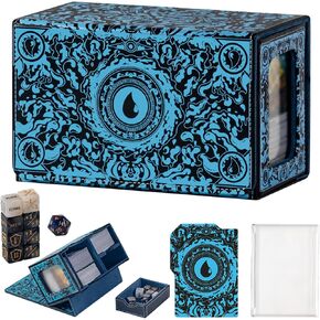 MTG Commander Deck Box with Dice Tray Card Deck Box Fits 160 Double Sleeved /200 Single Sleeved trading Cards, TCG deck box with 6 DICE 1Acrylic Dividers 1 Card Holder (Fire) in Kuwait